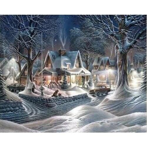 Winter snow House Needlework Cross stitch sets Aida 14CT Unprinted Embroidery kits Arts Cross-Stitching,DIY Handmade home Decor