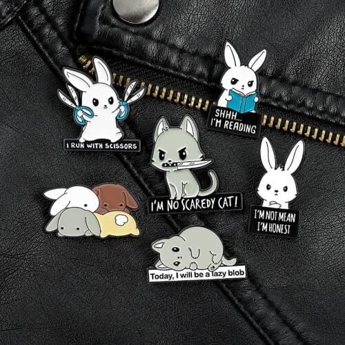 Cartoon Bunny Lapel Pins Fashion Anime Badges Womens Enamel Brooches For Clothes Mini Animal Decorative Pin Badges Cute Jewelry