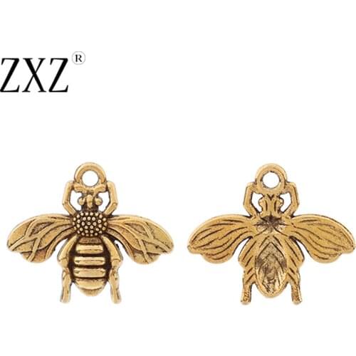 ZXZ 20pcs Antique Gold Tone Bumble Bee Honeybee Charms Pendants for Bracelet Necklace Jewelry Making Findings 22x19mm