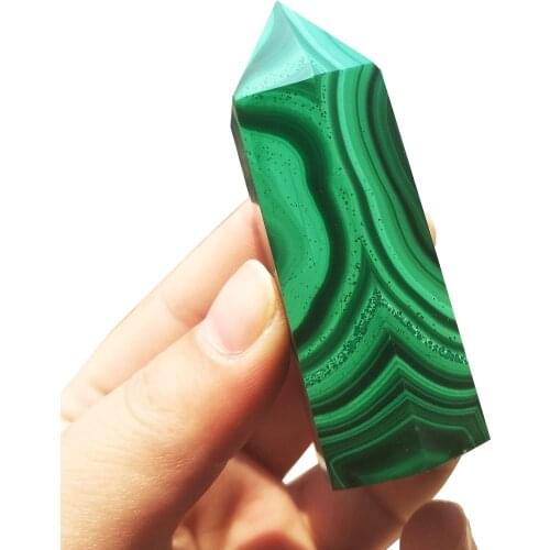 1pcs top quality natural green malachite tower crystal stone point healing energy wand for gift