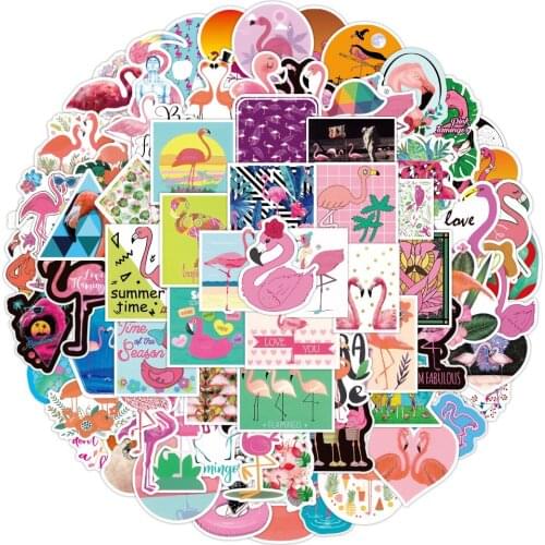 100Pcs Popular Animation Flamingo Graffiti Decoration Luggage Compartment Waterproof Sticker Wholesale 2021