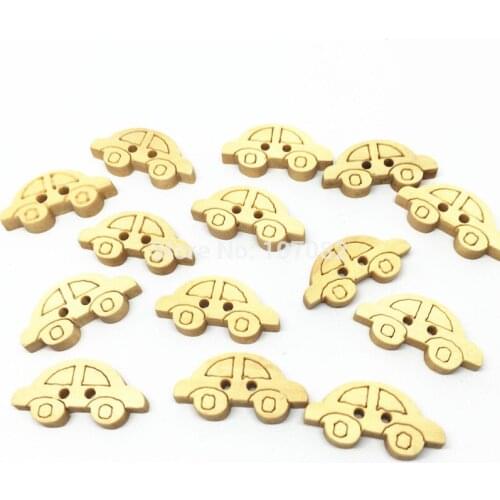 1000PCS 20X11mm Natural Wooden Cartoon Buttons Car Shape Sewing Button For Scrapbooking Embellishments