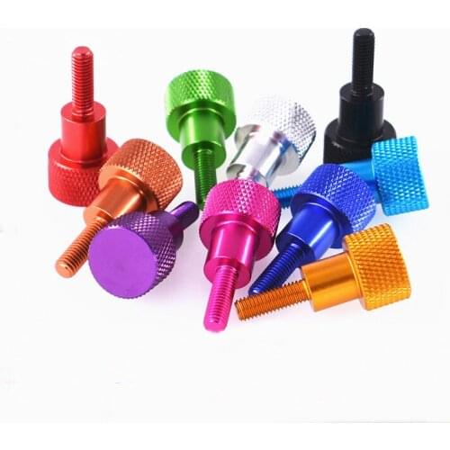 2Pcs M5x15mm Aluminum Alloy Screw High Head Knurled Step Screws Hand Twist Knob Multicolor Bolts