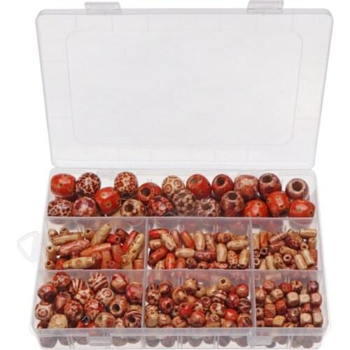 500pcs Painted Wooden Drum Bead Leopard Flower Pattern Big Hole DIY Mixed Color Printed Beads Charm Bracelet Necklace Jewelry