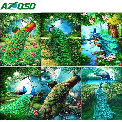 AZQSD Diamond Painting Peacock Cross Stitch Diamond Embroidery Animal Picture Of Rhinestones Gift Handmade 5d Diy Home Decor