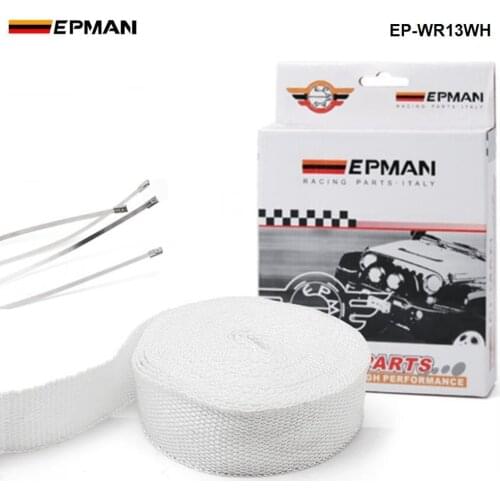 WHITE TURBO MANIFOLD HEAT EXHAUST THERMAL WRAP TAPE & STAINLESS TIE 2"X10meter For BMW 3 E30 m-technic 318i 320i 325ix EP-WR13WH