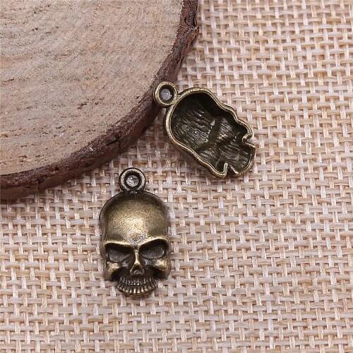 Free shipping 54pcs 18x10mm antique bronze Skeleton charms diy retro jewelry fit Earring keychain hair card pendant accessories