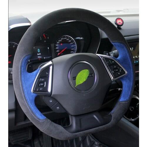 Real Alcantara hand-stitch steering wheel cover for Chevrolet Equinox Cavalier Camaro Malibu suede cover grip car accessories