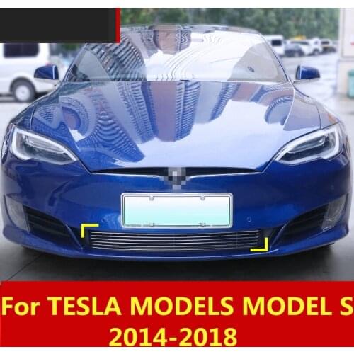For TESLA MODELS MODEL S 2014-2018 Bumper Air-inlet Grille Trims Front Grille Strip Center Racing Cover decoration Accessories