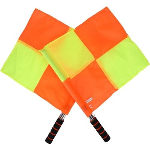 Football Referee Flag 2PCS Referee Linesman Flag with Storage Bag for Sports Match Soccer Football Hockey Training Equipment