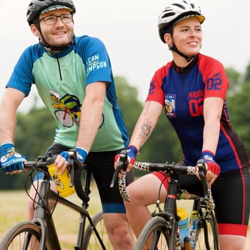 Simpson family cycling jersey men women Summer Unisex bicycle wear Short sleeve Green and red couple clothing Breathable shirt