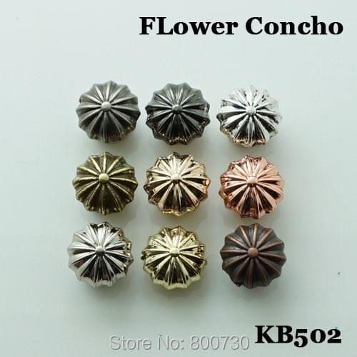 KB502) 10pc 3/8'' Western Conchos Flower Concho Leathercraft