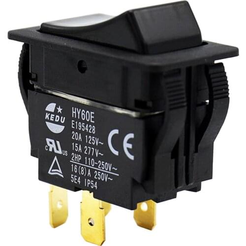 KEDU HY60E DPST Industrial ON-OFF Electric Rocker Switches for Machine Tool Equipment 4Pins