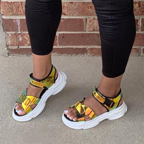 Summer 2021 Women Platform Hook Loop Sandals Woman Sneaker Peep Toe Womens Shoes Female Hollow Out Ladies Casual Plus Size 43