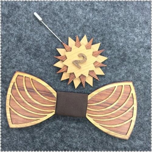 Fashion Wood Elegant Gentleman 2Pcs/Set Bow Ties Corsage Handmade Wedding Party Bow Ties Butterfly Wooden Unique Tie for Man