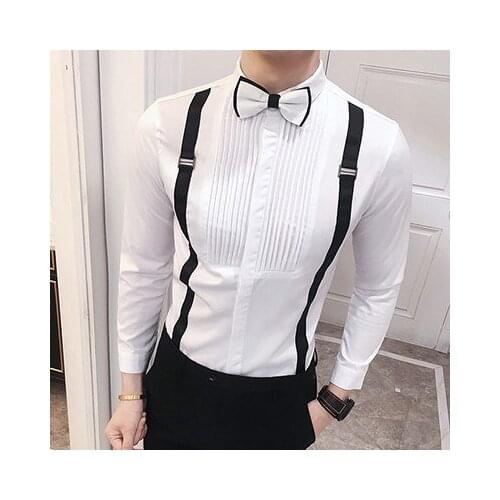Mens Buttons Down Retro Ruffle Shirt Long Sleeve Slim Fit Blouse Tops Hot Dress Shirts