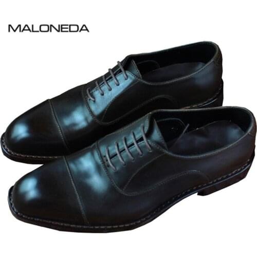 MALONEDA Bespoke Big Size New Handmade Goodyear Full Grain Leather Mens Oxford Formal Dress Shoes EUR size 37-47
