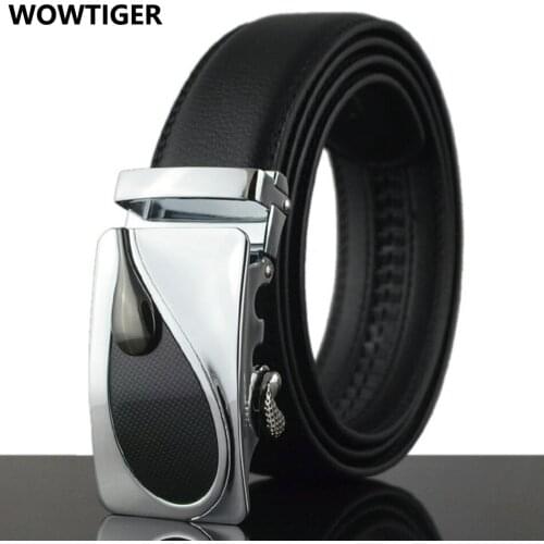 WOWTIGER New Male Automatic buckle Leather Luxury Men belt Brand Belts for men ceinture homme