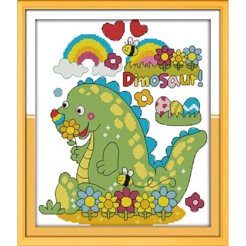 Dinosaur Paradise Printed Canvas DIY Counted Chinese Cross Stitch Kits printed Cross-stitch set Embroidery Needlework