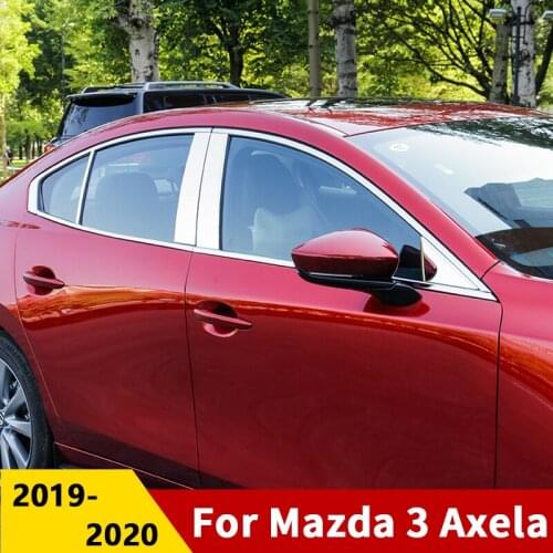 Stainless steel Mirror Effect Car Window Pillar Posts Cover Trim Strip For Mazda 3 Axela 2019 2020 Accessories Car Sticker
