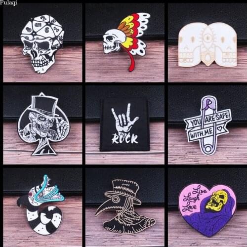 Pulaqi Punk Skull Hippie Rock Patch Embroidered Iron On Patches For Clothing Grim Reaper Black White Sticker Stripes For Clothes