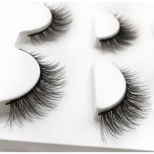 YOKPN New 3D Mink Hair False Eyelashes Natural Cross Fake Eyelashes Handmade Eye Lashes Stage Performance Makeup Tools 3 Pairs