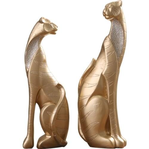 Gift Nordic Resin Animal Sculpture Double Tiger Leopard Statue Livingroom TV Cabinet Home Decorations Accessories Modern Crafts