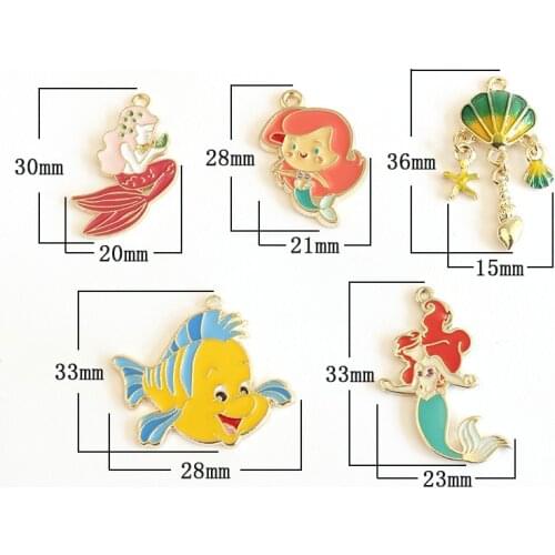 10pcs/lot Shell Fish Mermaid Dangle Handmade Enamel Charms Pendant DIY for Bracelet Necklace Bag