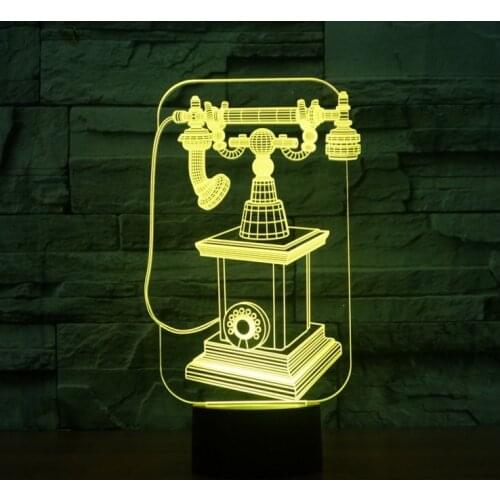 [Seven Neon]free Shipping telephone Acrylic 7Colors Desk Lamp 3D Lamp Novelty gift Led Night Light Millennium Falcon Light