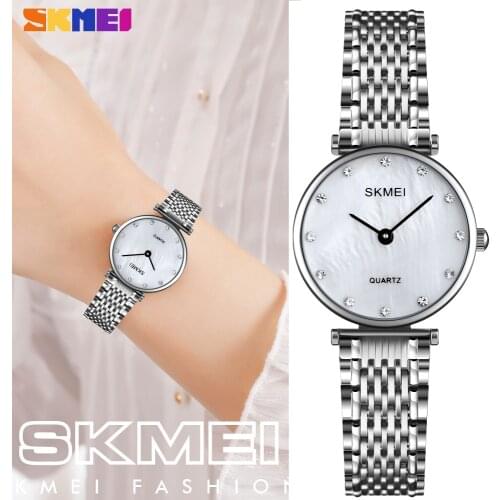 SKMEI Luxury Women Quartz Watches Casual Stainless Steel Ladies Dress Clock Waterproof Mesh Belt Female Writstwatch Reloj Mujer