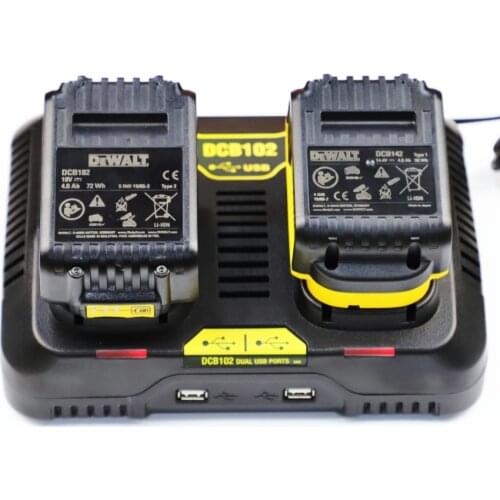 Hot double charging postion with Dual USB Port DCB102 Li-ion Battery charger For DeWalt 12V 14.4V 18V 20V DCB200 DCB201 fast