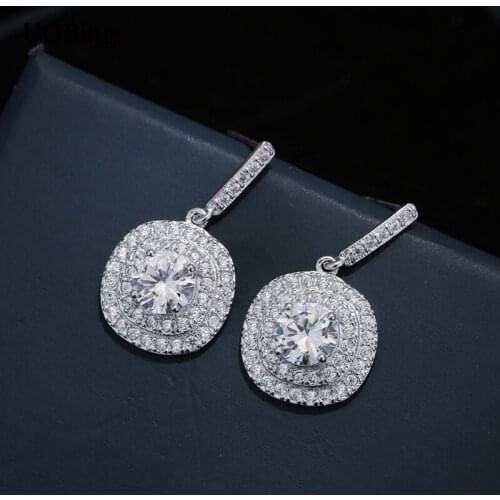 2017 Best Fashion Style 925 Sterling Silver Crystal Rhinestone Stud Earrings For Women Jewelry Free Shipping Brincos