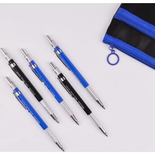 1Pcs Student Plastic And Metal Lead Holder Mechanical Draft Pencil Drawing 2.0mm Lead Holder Mechanical Pencil HB refill Black