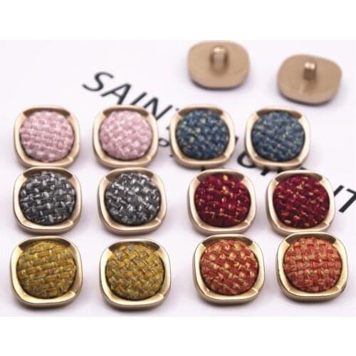 10pcs 23mm Tweed Plaid Fabric Covered Multiple Color Shank Flackback Buttons Home Garden Crafts Cabochon Scrapbooking