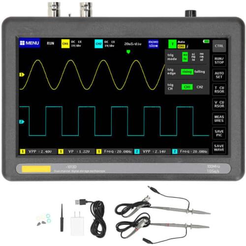 1013D Handheld Dual Channel Digital Touch Plate Oscilloscope 100MHz Bandwidth 1GS Sampling Rate