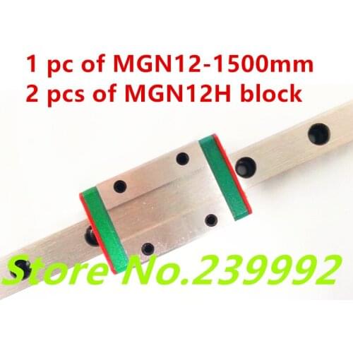 12mm linear guide MGN12 1500mm linear rail with 2 pcs MGN12H or MGN12C linear carriages block for CNC DIY and 3D printer XYZ cnc