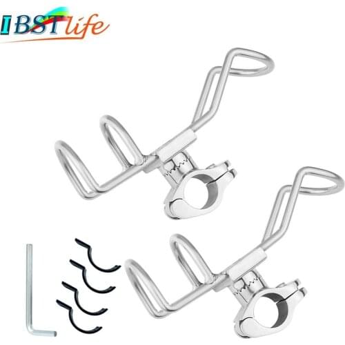 2PCS Stainless Steel 316 fishing rod rack holder pole bracket support clamp on rail mount 26 or 32mm boat Accessories