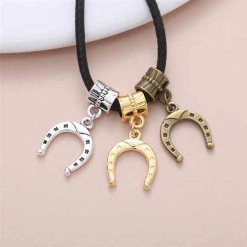 New 25pcs horseshoe charm Big Hole bead European Pendant fit for Pandora style Bracelets Necklace DIY Metal Jewelry Making