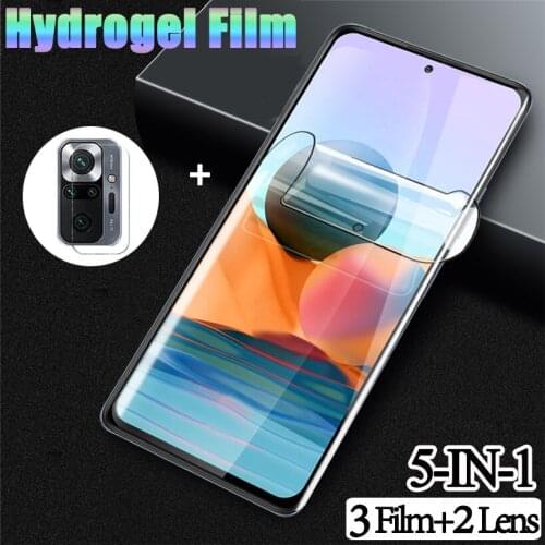 5-in-1, Hydrogel Film for xiaomi redmi note10 camera glass for redimi redme note 10 pro 10S screen protector for redmi note10 5G