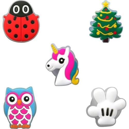 10pcs LED Lighted Croc Shoe Charms Decorations Accessories Unicorn Ladybug Shoes Jibz For Shoe Christmas Tree JIBZ Kid Best Gift