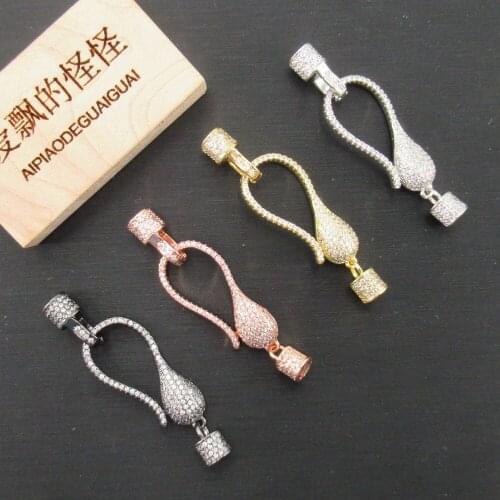 APDGG 15x50mm Gold plated Cubic Zircon CZ Micro Pave Todpole Clasp Pendant Necklace Bracelet Jewelry Making DIY