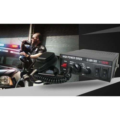CJB125 100W car alarm emergency siren amplifier with microphone,7sounds,volume adjust,2 lights switch,DC12/24V(without speaker)