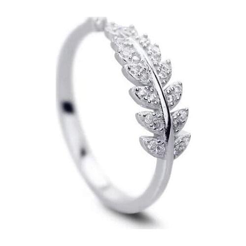 Bohemian Silver Color Crystal Leaf Rings For Women Gift Adjustable Antique Rings Engagement Wedding Jewelry Anillos