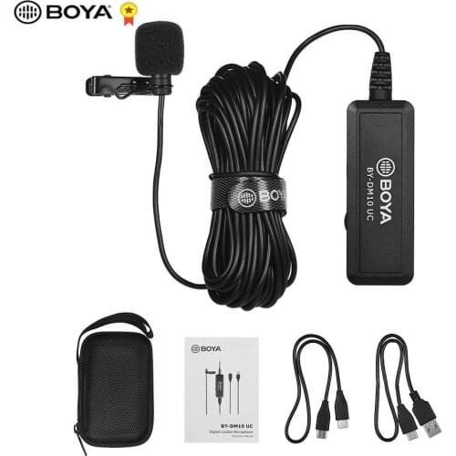 BOYA BY-DM10 UC USB Lavalier Lapel Microphone Mic Clip-on Omni-directional for Type-C Smartphone Tablet and USB Laptop Computer