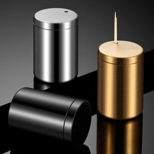Toothpick holder stainless steel high-end toothpick box barrel household creative personality hotel custom commercial Nordic jar