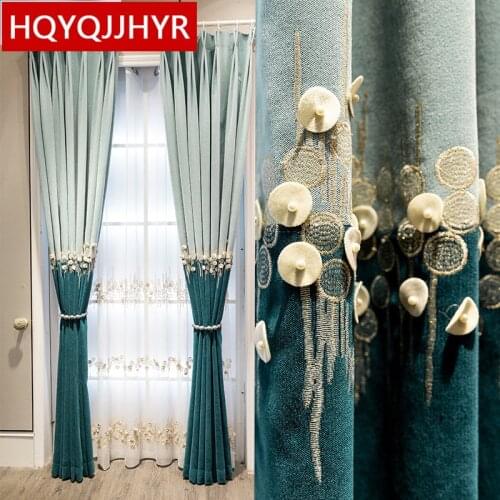 European luxury 2 color stitching elegant decorative curtains for living room high quality villa bedroom curtain High-end custom