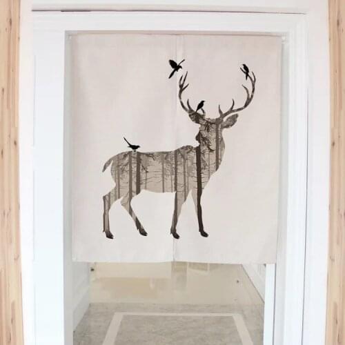 European Davids Deer Cotton Linen Half Panel Curtain Home Decor Partition Curtain Bedroom Geomantic Door Curtain