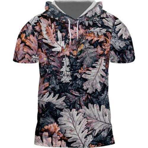 IFPD EU/US Size 3d Print Hooded T Shirts Retro Dead Leaves Streetwear Weed Plant Men Women Fashion T-shirt Harajuku Plus Size