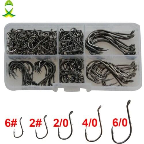 JSM 190pcs 8299 High Carbon Steel Fishing Hook Two Slices Sliced Shank Octopus Beak Baitholder Barbed Bait Fishhook Set With Box