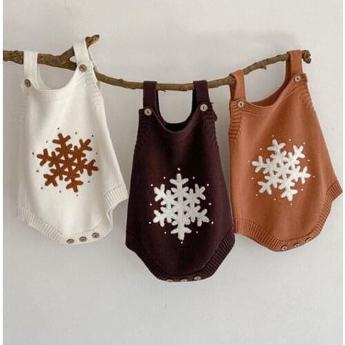 Snowflake Embroidery Boys Jumpsuit Cotton Knitt Suspender Bodysuit for Toddler Girls Clothing Set Infant Baby Romper Spring Fall